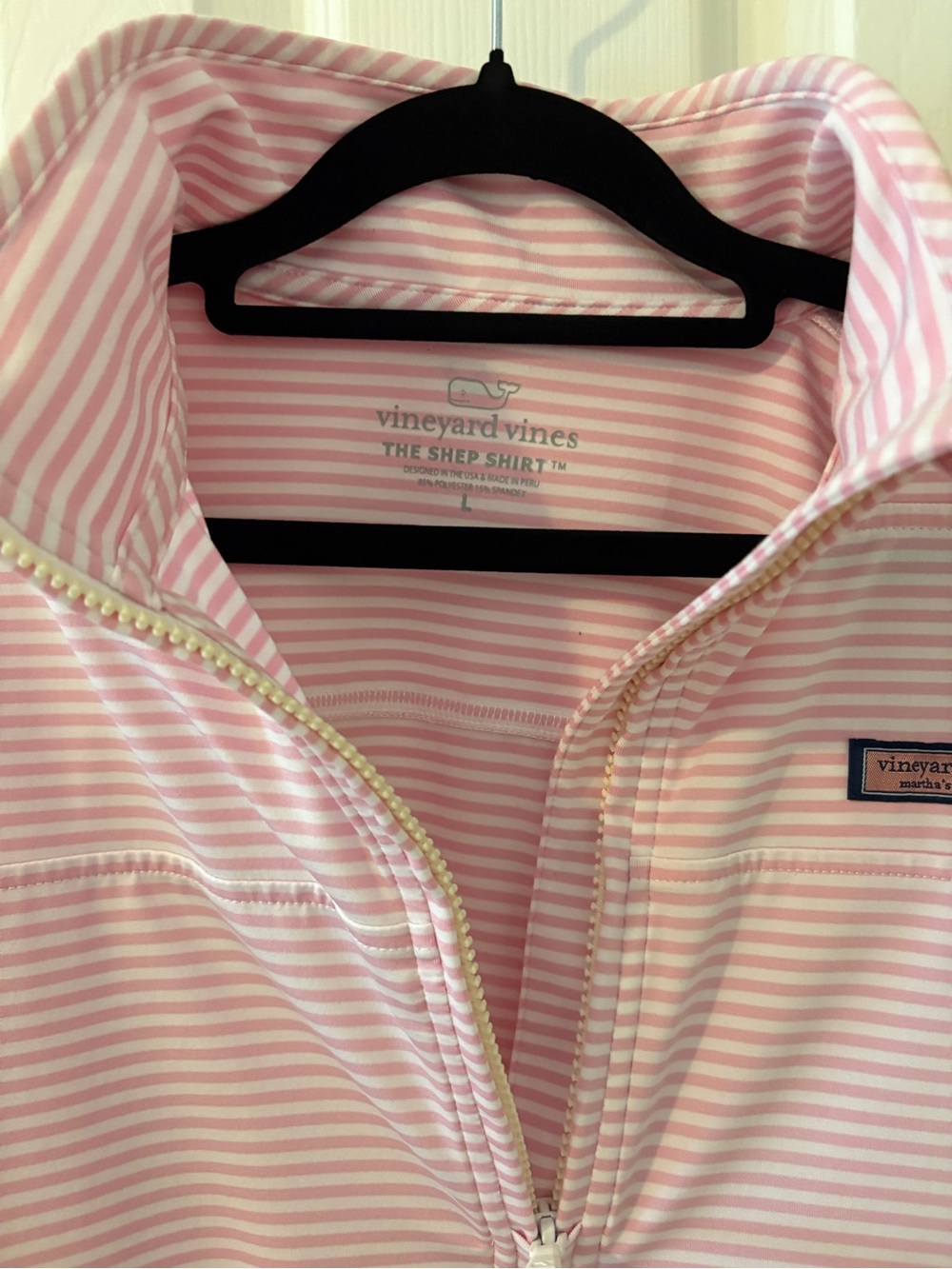 Vineyard Vines Pink and White Striped Pullover Size L
